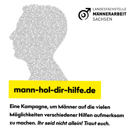 Kampagnemotiv mit Text Mann, Hol dir Hilfe